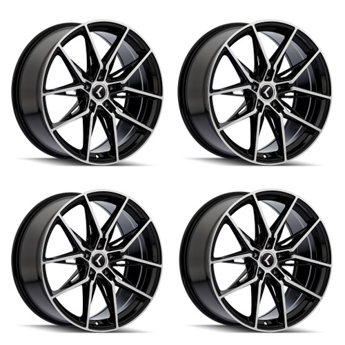 Set 4 19" Kraze Evolve Gloss Black Machined 19x8.5 Wheels 5x112 30mm Rims