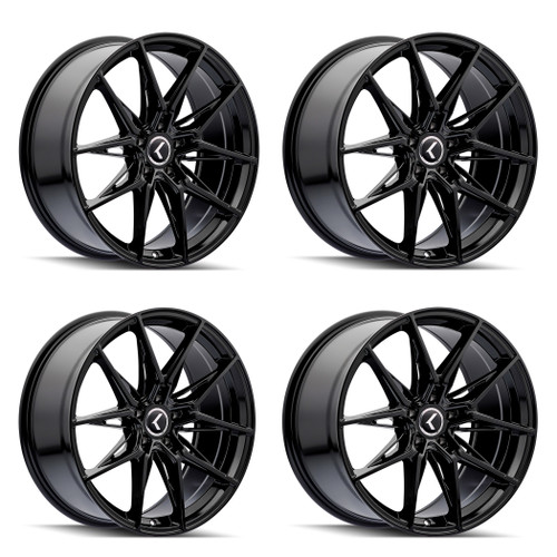 Set 4 19" Kraze Evolve Gloss Black 19x8.5 Wheels 5x120 30mm Rims