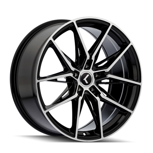 22" Kraze Evolve Gloss Black Machined 22x9 Wheel 5x4.5 35mm Rim KR196-22965BM35