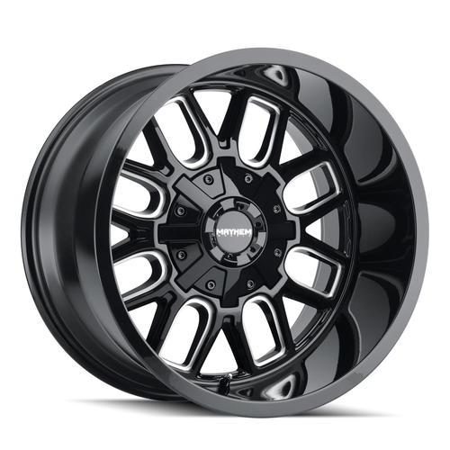 17" Mayhem Cogent Gloss Black Milled 17x9 Wheel 8x170 -12mm Rim 8107-7970BM