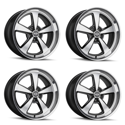 Set 4 17" Ridler 652 Gloss Black Diamond Cut Face & Lip 17x8 Wheels 5x4.5 0mm