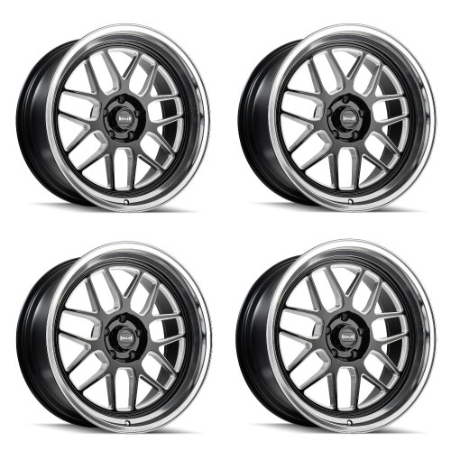 Set 4 17" Ridler 611 Gloss Black Milled Diamond Cut Lip 17x8 Wheels 5x120.65 0mm