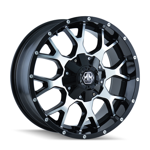 22" Mayhem Warrior Gloss Black Machined 22x12 Wheel 8x6.5 -44mm Rim 8015-22281B
