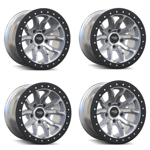 Set 4 17" Dirty Life DT-1 Machined 17x9 Wheels 5x5 -12mm Offroad For Jeep Rims