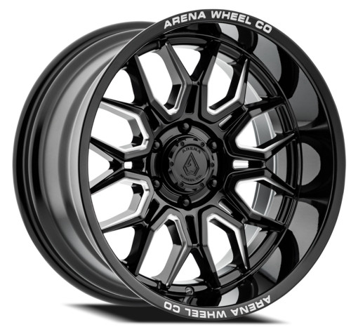 Set 4 22" Arena Violator Gloss Black Milled 22x12 Wheels 5x5 -44mm Truck Rims