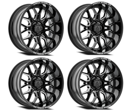 Set 4 20" Arena Violator Gloss Black Milled 20x10 Wheels 5x5 -18mm Truck Rims