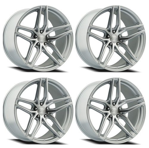 Set 4 20" Select Shadow Gloss Silver Brushed 20x9 Wheels 5x112 38mm Rims