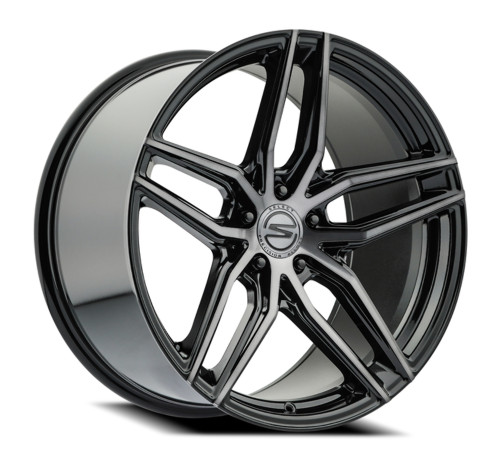Set 4 20" Select Shadow Glossy Black Brushed DDT 20x9 Wheels 5x4.5 20mm Rims