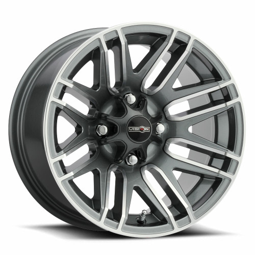 Set 4 12" Vision ATV 112 Assault Gunmetal Machined Face 12x8 4x156  -10.2mm Rims