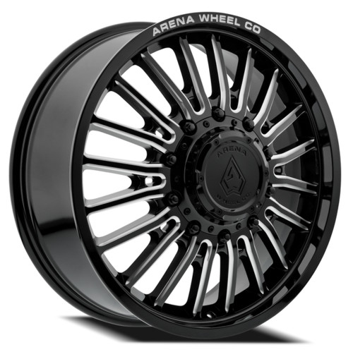 22" Arena Dually Thunder Front Gloss Black Milled 22x8.25 Wheel 10x225 105mm Rim