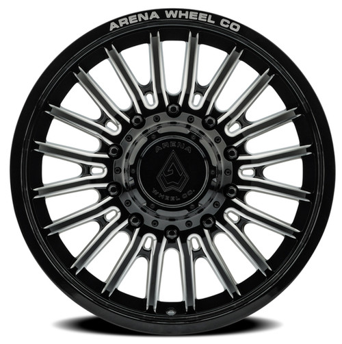 22" Arena Dually Thunder Front Gloss Black Milled 22x8.25 Wheel 10x225 105mm Rim