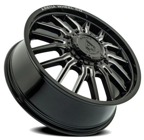 22" Arena Dually Thunder Front Gloss Black Milled 22x8.25 Wheel 8x200 105mm Rim