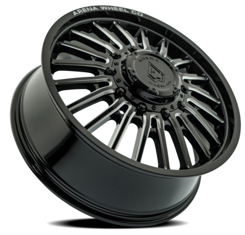 20" Arena Dually Thunder Front Gloss Black Milled 20x8.25 Wheel 10x225 105mm Rim
