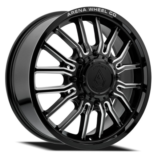 20" Arena Dually Thunder Front Gloss Black Milled 20x8.25 Wheel 8x200 105mm Rim