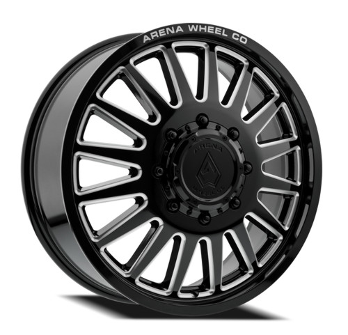 22" Arena Dually Rival Front Gloss Black Milled 22x8.25 Wheel 8x210 105mm Rim