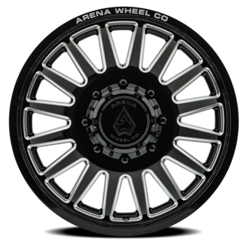 22" Arena Dually Rival Front Gloss Black Milled 22x8.25 Wheel 8x200 105mm Rim