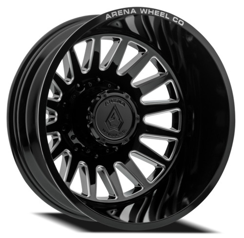 20" Arena Dually Rival Rear Gloss Black Milled 20x8.25 Wheel 10x225 -202mm Rim