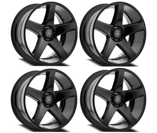 Set 4 24" Select Spectrum Glossy Black 24x10 Wheels 6x5.5 (6x139.7) 19mm Rims