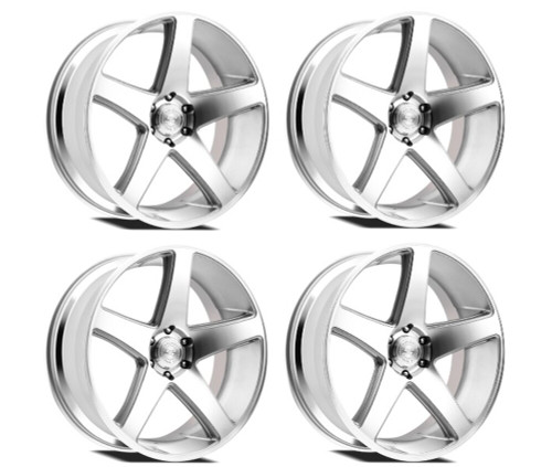 Set 4 24" Select Spectrum Gloss Silver Machined 24x10 Wheels 6x5.5 19mm Rims