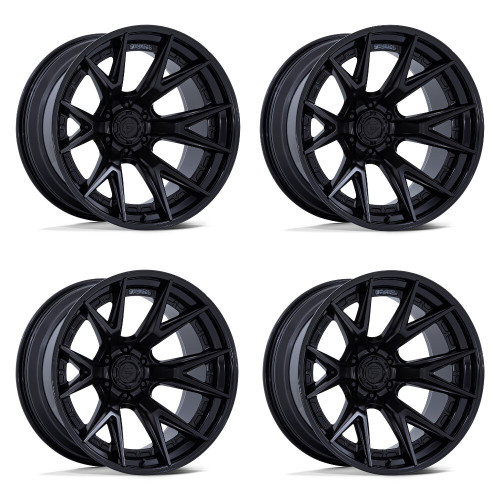Set 4 17" Fuel FC402 Catalyst Matte Black Gloss Black Lip 17x9 6x5.5 1mm Wheels