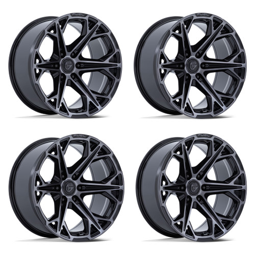 Set 4 22" Fuel FC886 Hammerhead Gloss Black Dark Tinted Clear 22x10 6x135 -18mm Offroad Truck SUV Wheels
