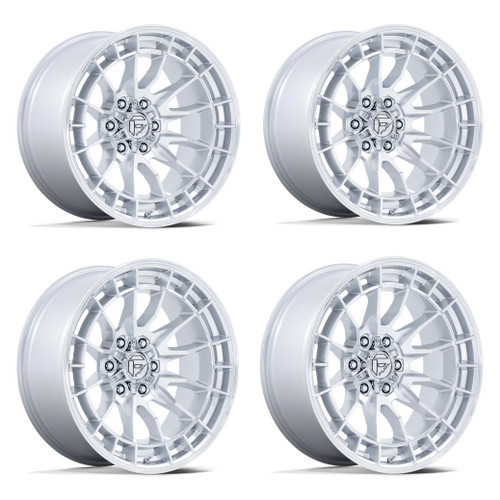 Set 4 18" Fuel FC888 Revolt Hyper Silver Machined Face 18x9 6x5.5 20mm Wheels