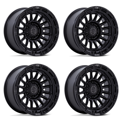 Set 4 20" Black Rhino BR025 Rival Matte Black Gloss Blk-Lip 20x9 5x5.0 1mm Rims Offroad For Jeep Truck Wheels