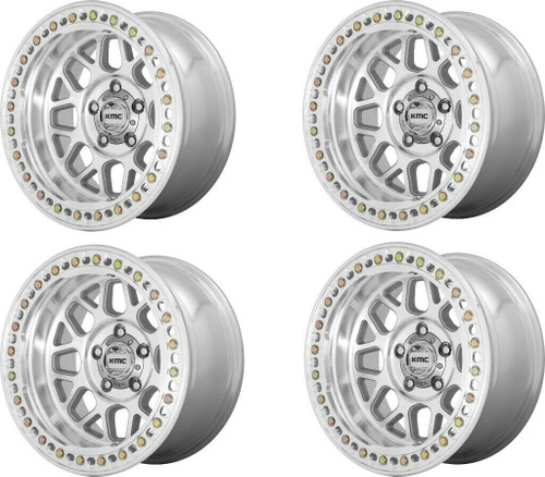 Set 4 17" KMC KM235 Grenade Crawl Beadlock 17x9 6x5.5 -38mm Machined Truck Rims Offroad SUV Wheels