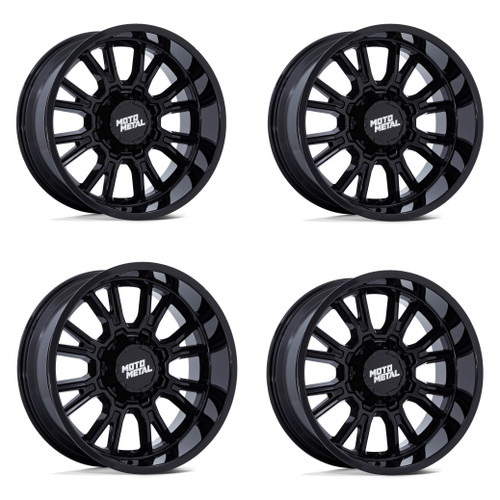 Set 4 22" Moto Metal MO810 Legacy 22x9 5x5 5x5.5 1mm Gloss Black Offroad Wheels Truck Rims