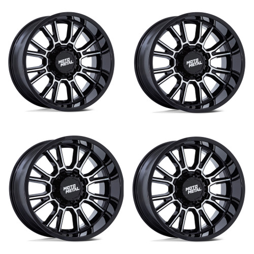 Set 4 22" Moto Metal MO810 Legacy 22x9 5x5 5x5.5 1mm Gloss Black Machined Wheels Offroad Truck Rims