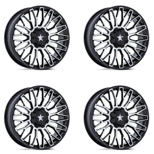 Set 4 24" MSA Offroad Wheels M50 CLUBBER Black Machined 24x7 Wheel 5x4.5 0mm Rim