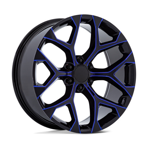 Set 4 22" Performance Replicas PR176 Black Mach Blue Milling 22x9 Wheel 6x5.5 24mm