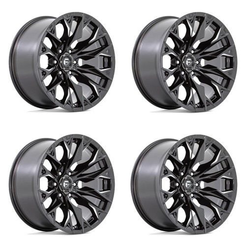 Set 4 22" Fuel D803 Flame 22x12 6x135 -44mm Gloss Black Milled Wheels Truck Rims