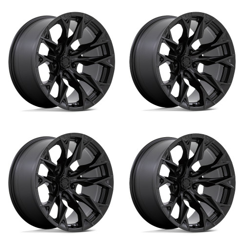 Set 4 20" Fuel D804 Flame 20x12 5x5 -44mm Blackout Wheels Lifted For Jeep Rims