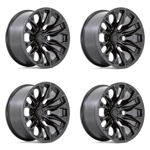 Set 4 Fuel D804 Flame 22x10 6x135 Blackout Wheels 22" -18mm Rims