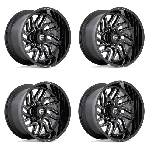 Set 4 22" Fuel D807 Hurricane 22x12 8x170 -44mm Gloss Black Milled Lifted Wheels