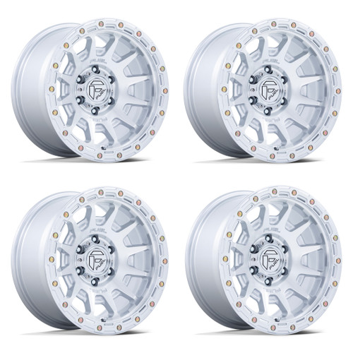 Set 4 17" Fuel FC884 Fortress Silver Machined Face 17x8.5 Wheels 6x135 25mm Rims
