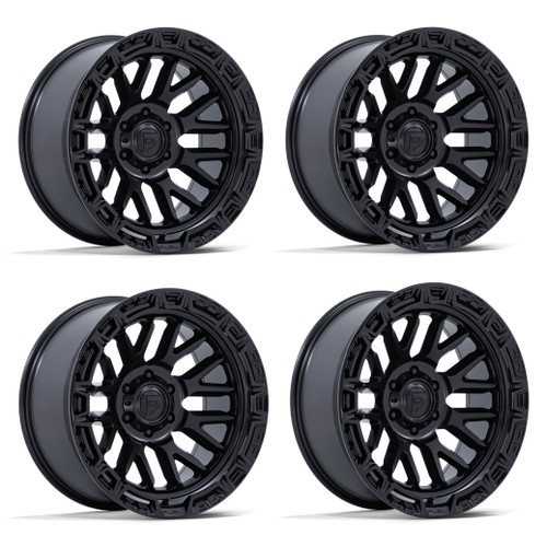 Set 4 17" Fuel FC890 Rail Matte Black Gloss Black Lip 17x9 6x5.5 -12mm Wheels