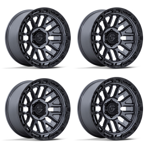 Set 4 20" Fuel FC890 Rail Gloss Gunmetal G-Black Lip 20x10 6x5.5 -18mm Wheels
