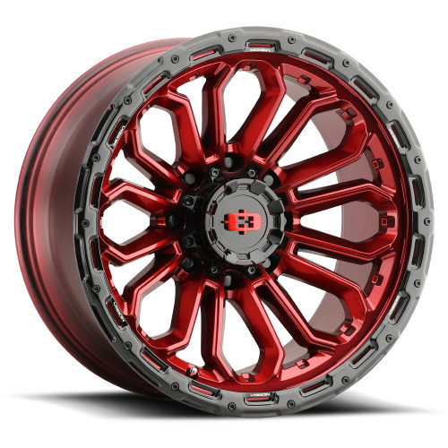 17" Vision 405 Korupt Gloss Red Gloss Black Lip 17x8 5x4.5 (5x114.3) 30mm Wheel