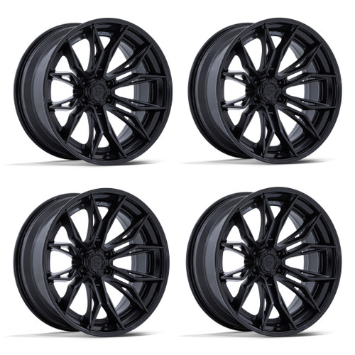 Set 4 22" Fuel FC404 Mutiny Matte Black Gloss Black Lip 22x9.5 6x5.5 20mm Wheels