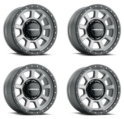 Set 4 17" Vision Off-Road 350 Ojos Satin Grey Wheels 17x9 8x170 Truck Rims 12mm