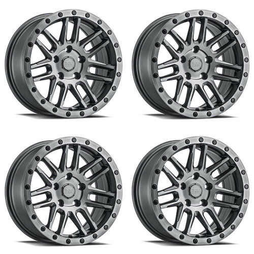 Set 4 Black Rhino Arches 15x7 5x100 Brushed Gunmetal Black Bolts Wheels 15" 15mm