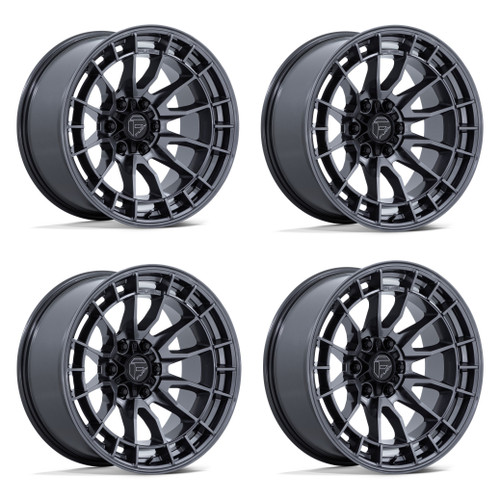 Set 4 17" Fuel FC888 Revolt Gloss Gunmetal 17x9 Wheels 6x5.5 1mm Offroad Rims