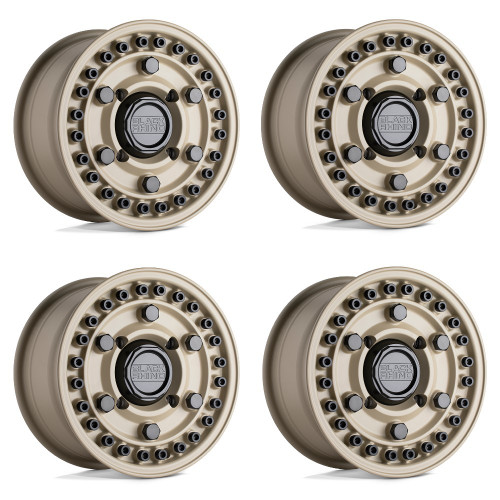 Set 4 Black Rhino Powersports Armory Utv 15x7 4x110 Desert Sand Wheels 15" 51mm