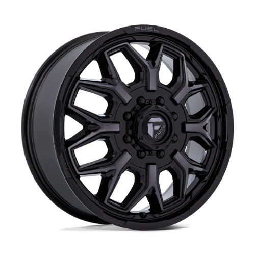 22" Fuel D875 Flux Dually Gloss Black Brush FC Gray DDT 22x8.25 8x200 104mm Rim