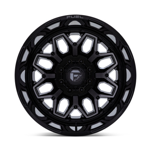 20" Fuel D875 Flux Dually Gloss Black Brush FC Gray DDT 20x8.25 8x6.5 -201mm Rim