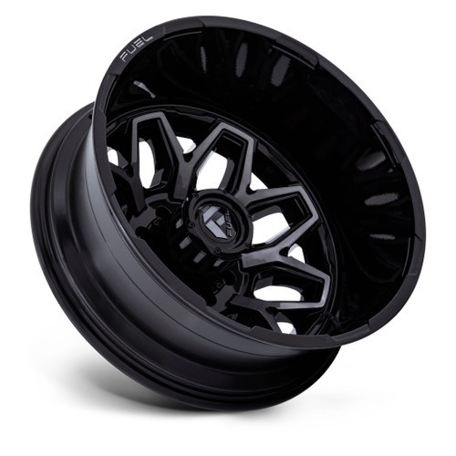 22" Fuel D875 Flux Dually Gloss Black Brush FC Gray DDT 22x8.25 8x210 -227mm Rim