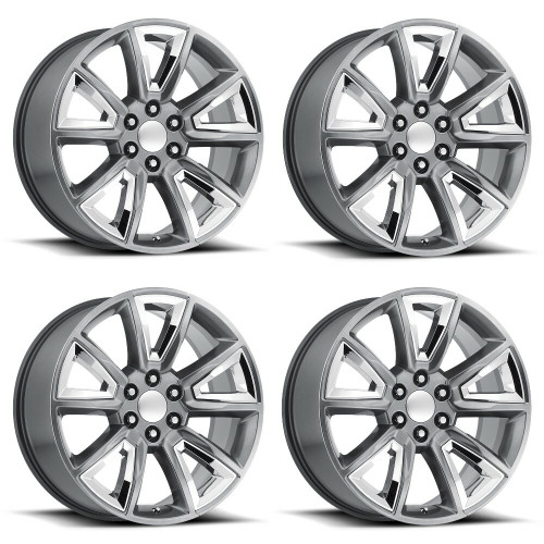 Set 4 Performance Replicas PR168 22x9 6x5.5 Hyper Silver Chrome Wheels 22" 24mm