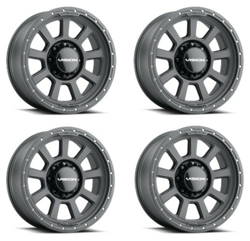 Set 4 18" Vision 350 Ojos   Satin Black 18x9 Wheels 8x6.5 (8x165.1) -12mm Rims